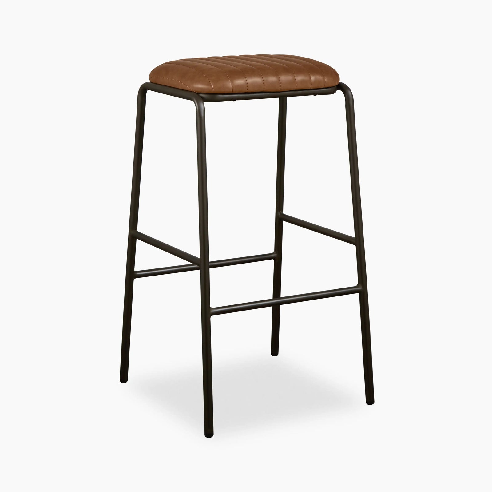 Boston Bar Stool | Vintage Tan Faux Leather & Black