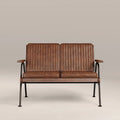Wickham 2 Seater Sofa | Brown Faux Leather & Walnut