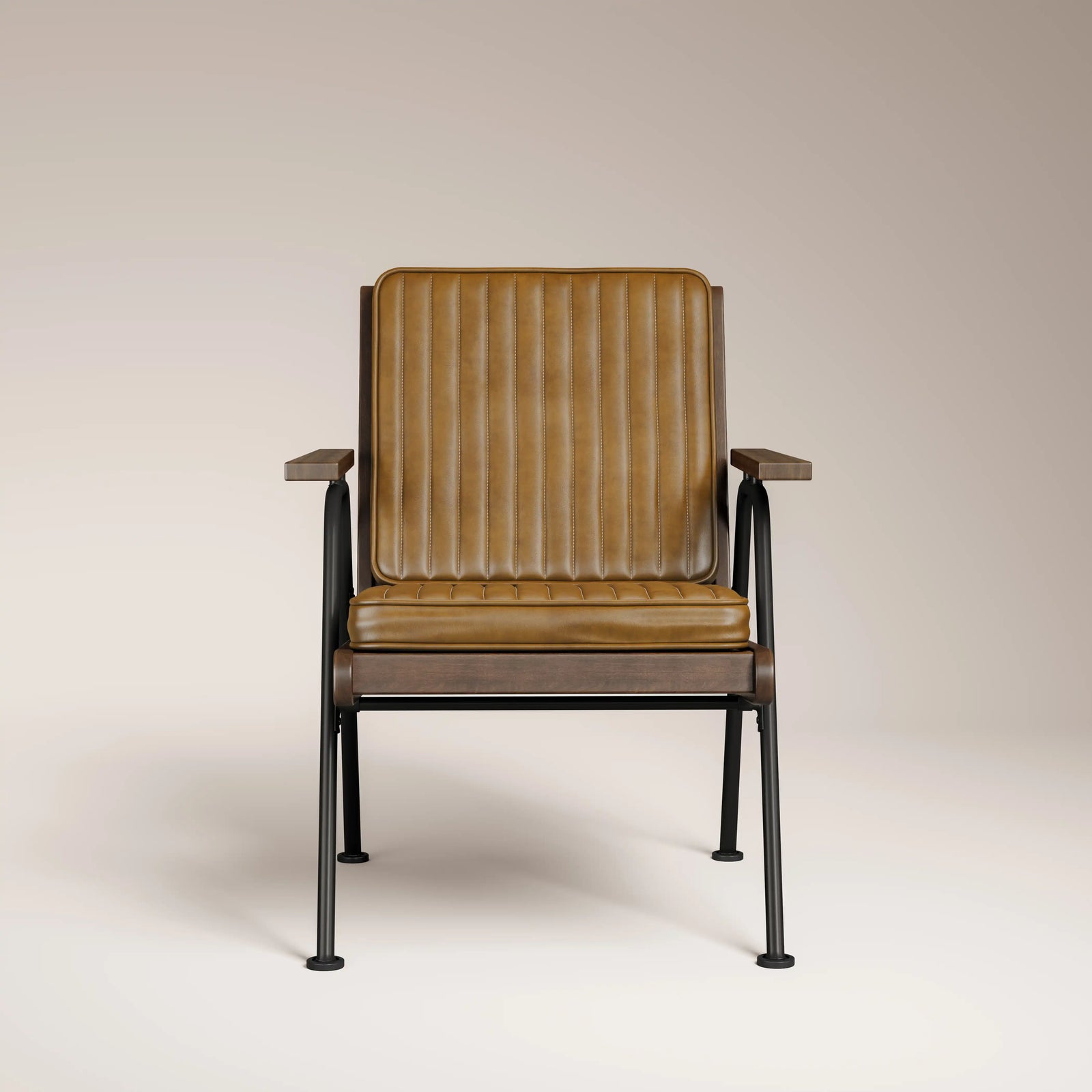 Wickham Armchair | Brown Faux Leather & Black