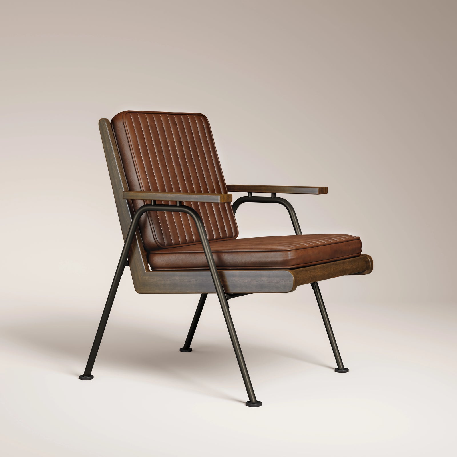 Wickham Armchair | Brown Faux Leather & Walnut