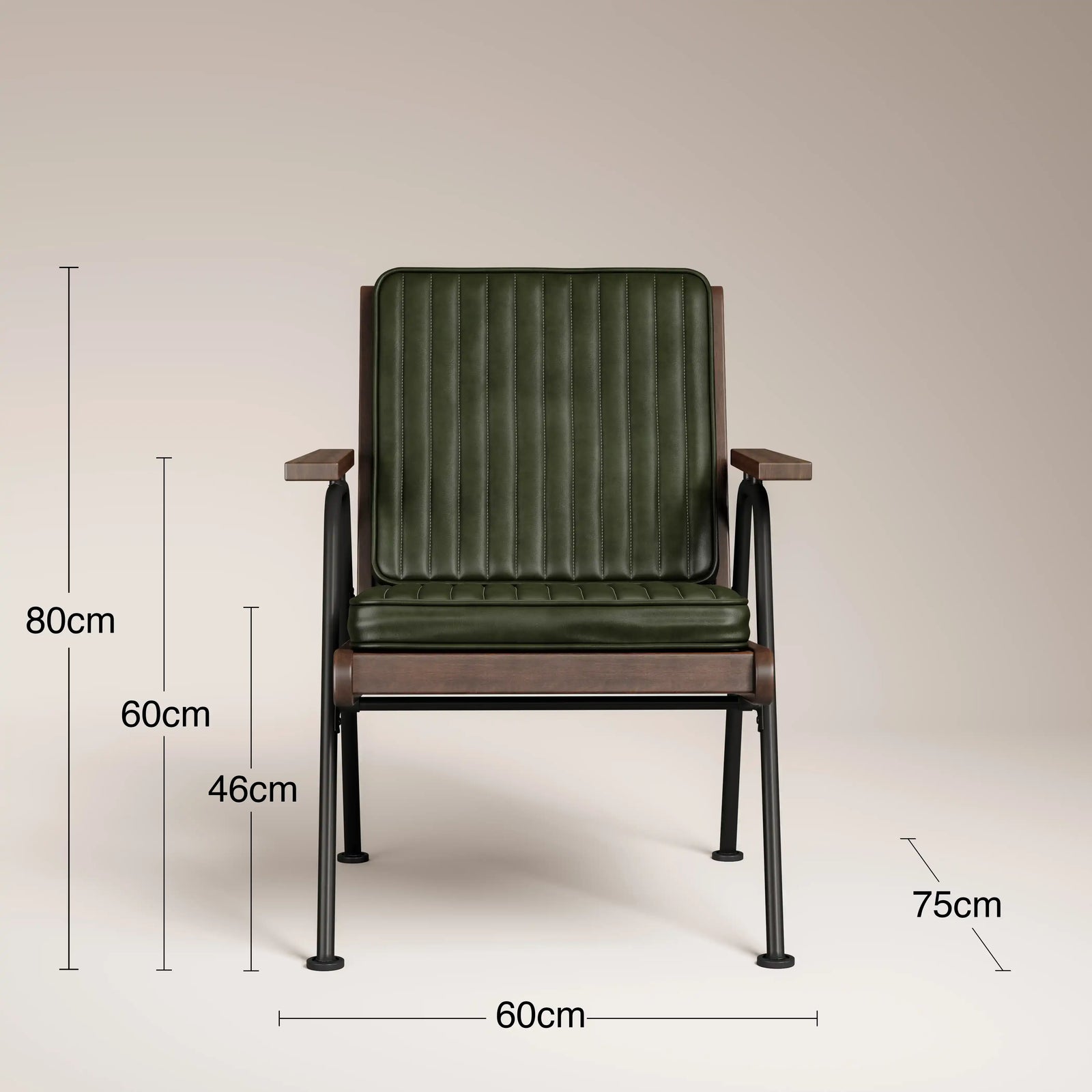 Wickham Armchair | Green Faux Leather & Black
