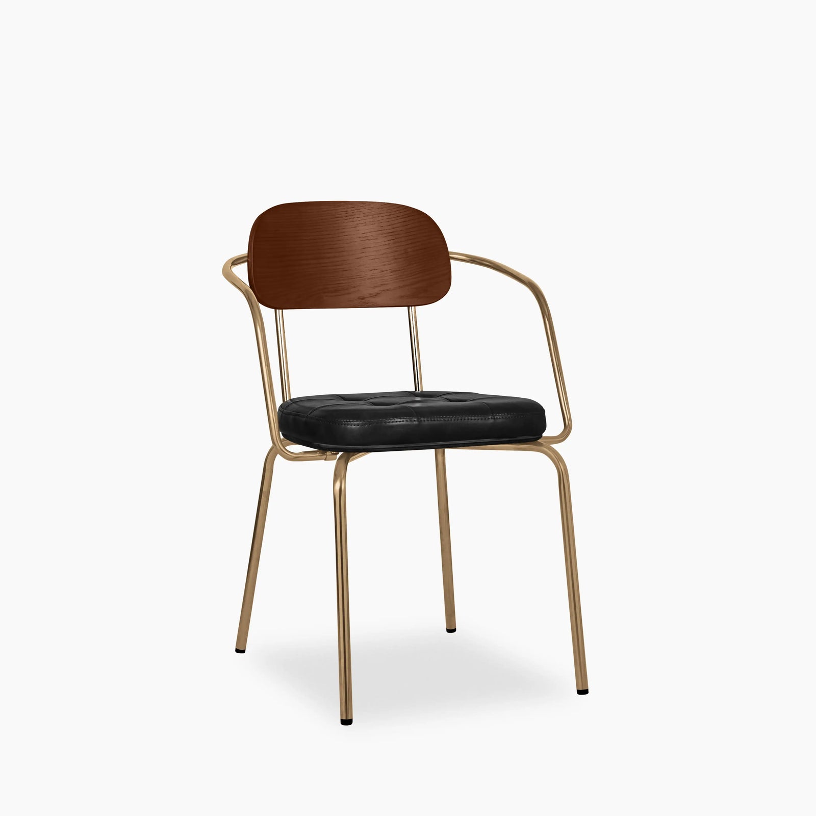 Maddox Carver Dining Chair | Vintage Black Faux Leather & Brass
