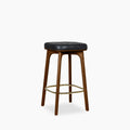 Winchester Kitchen Stool | Vintage Black Faux Leather & Walnut