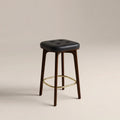 Winchester Kitchen Stool | Vintage Black Faux Leather & Walnut
