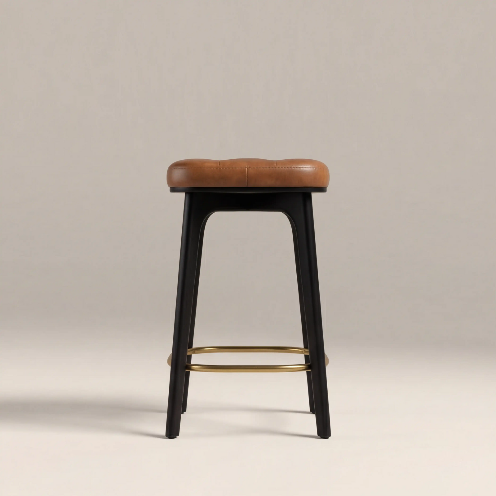 Winchester Kitchen Stool | Tan Faux Leather & Black