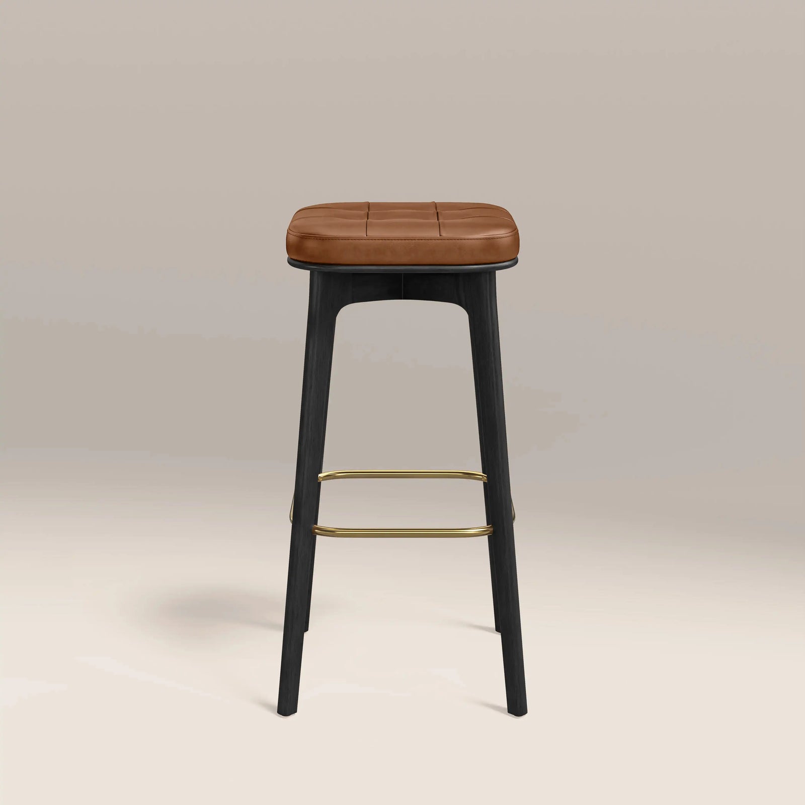Winchester Bar Stool | Tan Faux Leather & Black