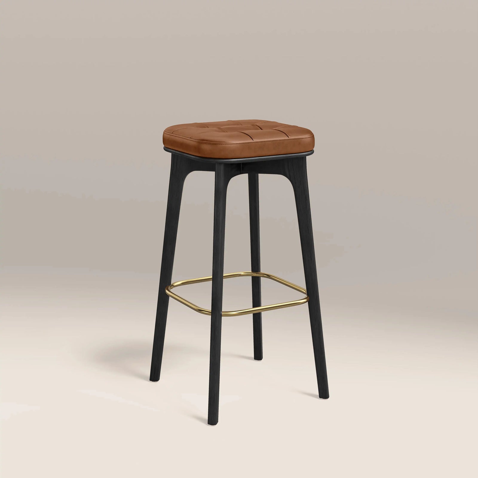 Winchester Bar Stool | Tan Faux Leather & Black