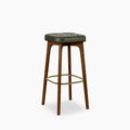 Winchester Bar Stool | Vintage Green Faux Leather & Walnut