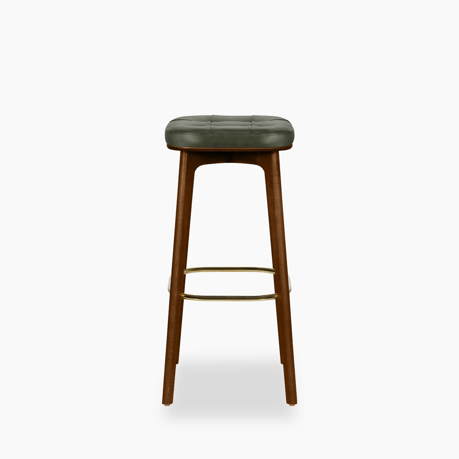 Winchester Bar Stool | Vintage Green Faux Leather & Walnut