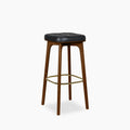Winchester Bar Stool | Vintage Black Faux Leather & Walnut
