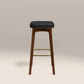 Winchester Bar Stool | Vintage Black Faux Leather & Walnut