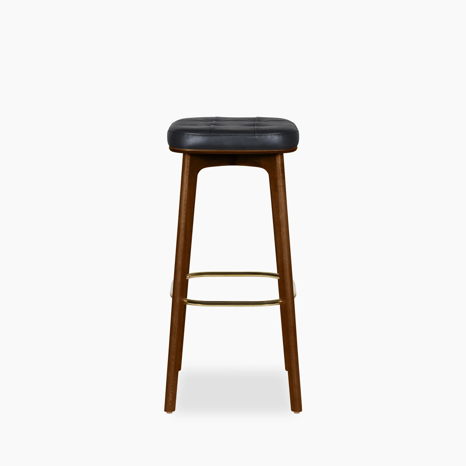 Winchester Bar Stool | Vintage Black Faux Leather & Walnut