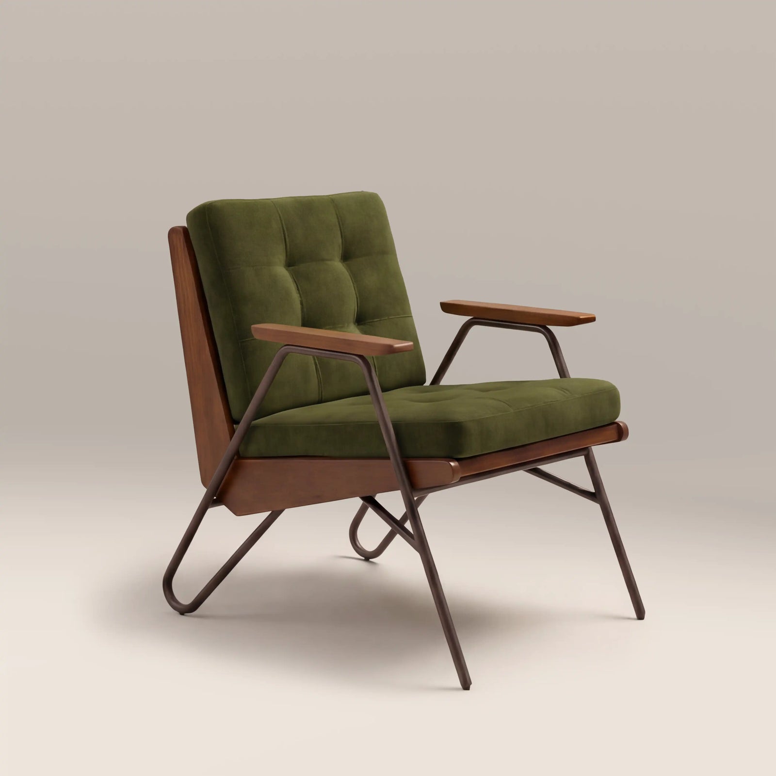 Aspen Accent Chair | Olive Green Sustainable Velvet & Walnut