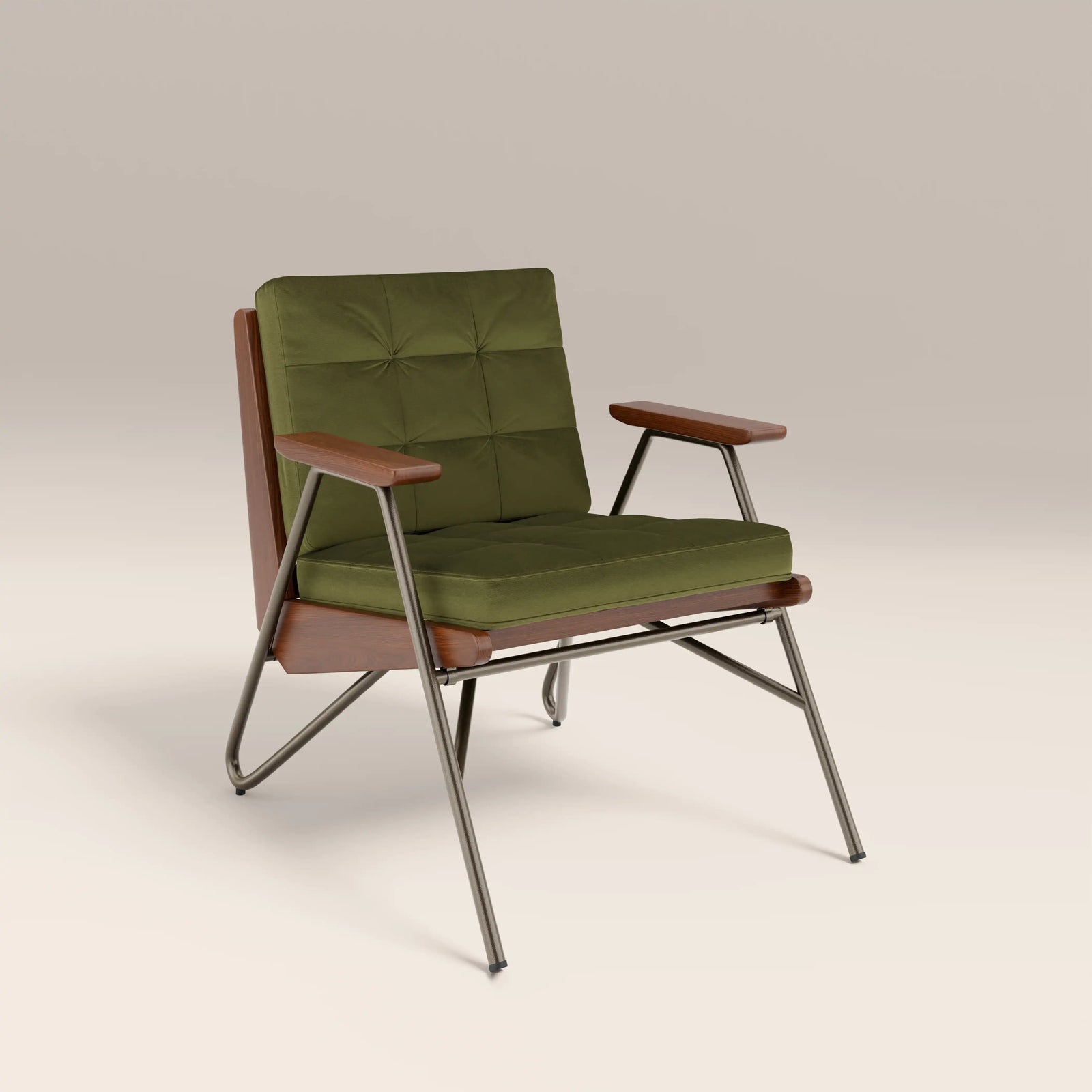 Aspen Accent Chair | Olive Green Sustainable Velvet & Walnut