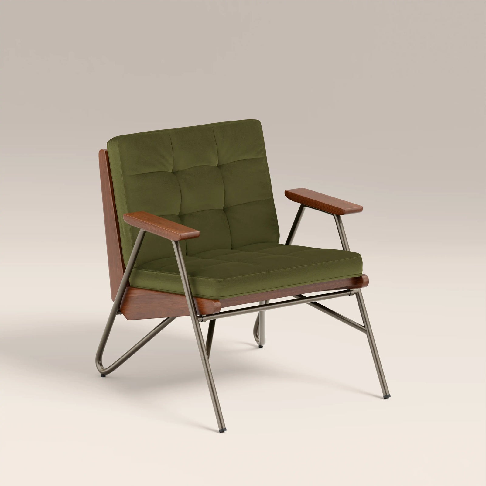 Aspen Accent Chair | Olive Green Sustainable Velvet & Walnut