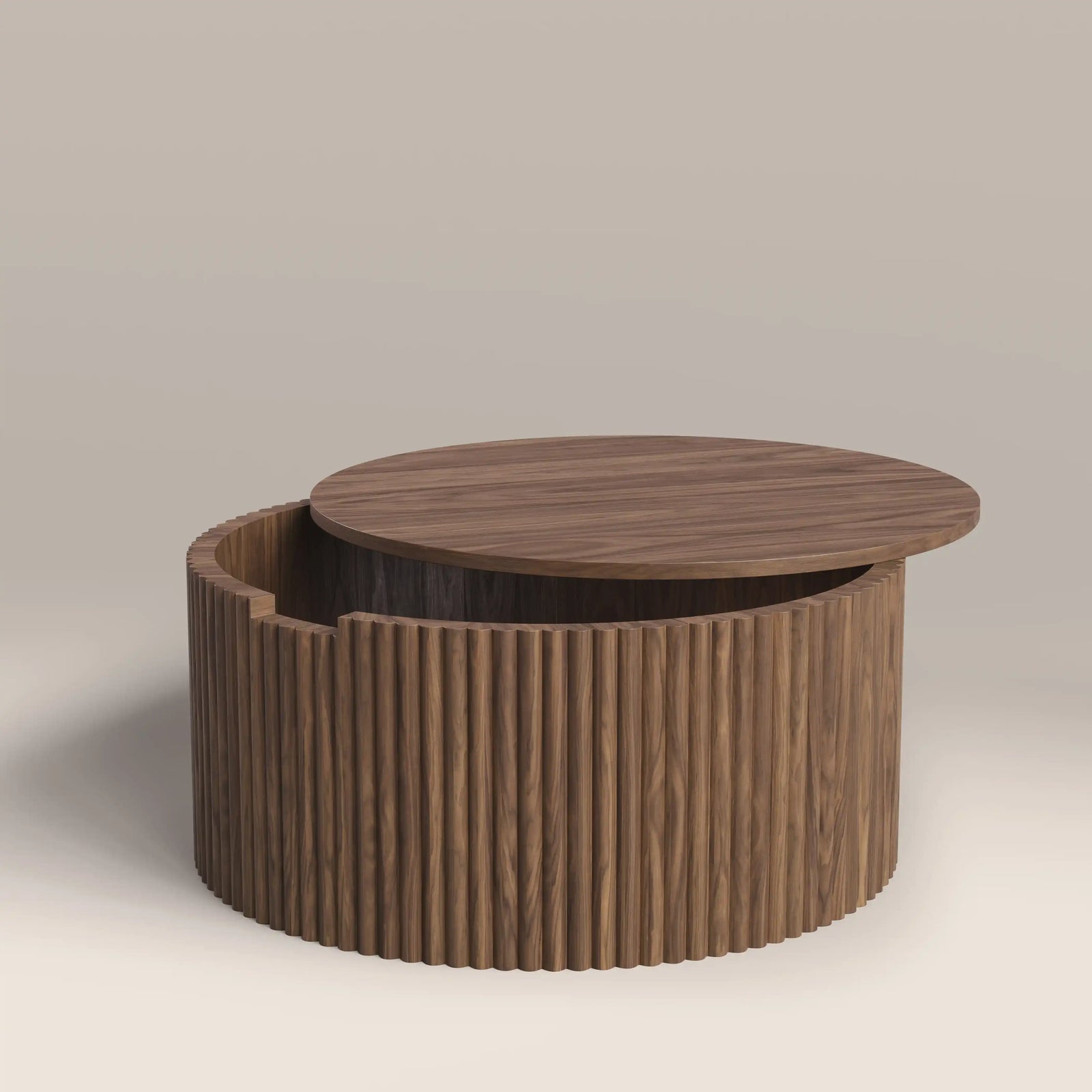 Brey Round Wooden Storage Coffee Table | Walnut