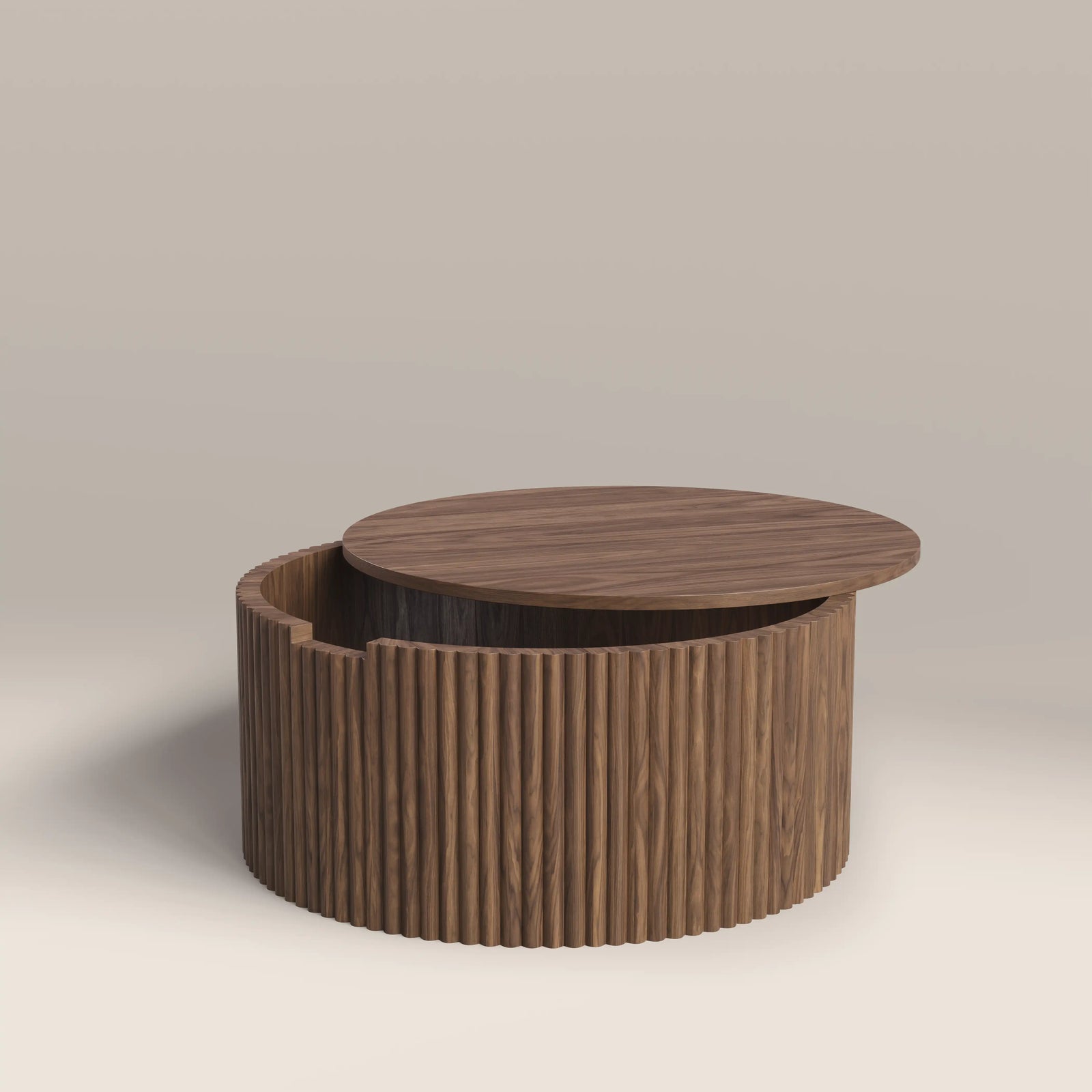 Brey Round Wooden Storage Coffee Table | Walnut