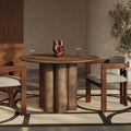 Noelle 4 Seat Round Wooden Dining Table | Walnut