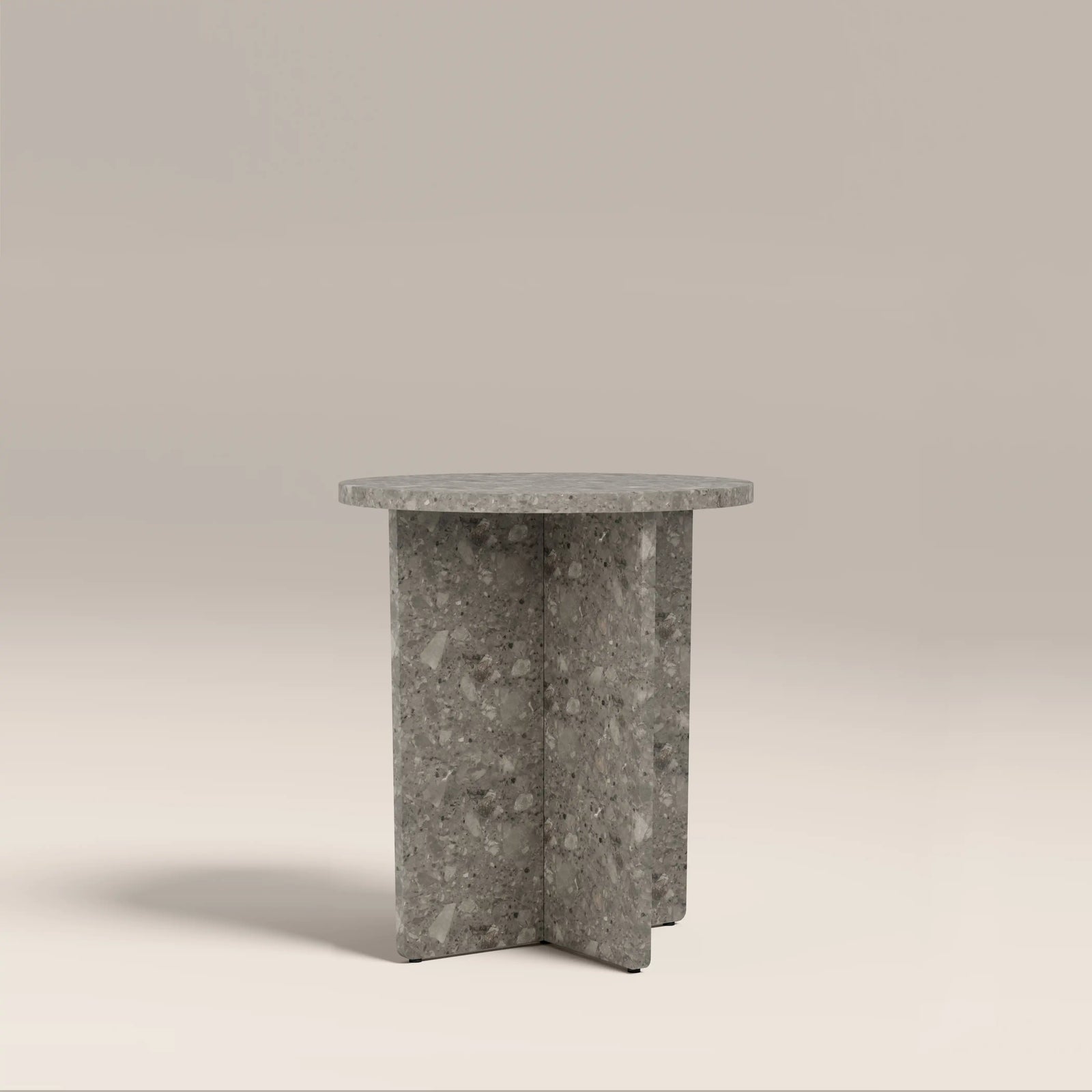 Wedge Round Side Table | Cloud Grey Riverstone Marble