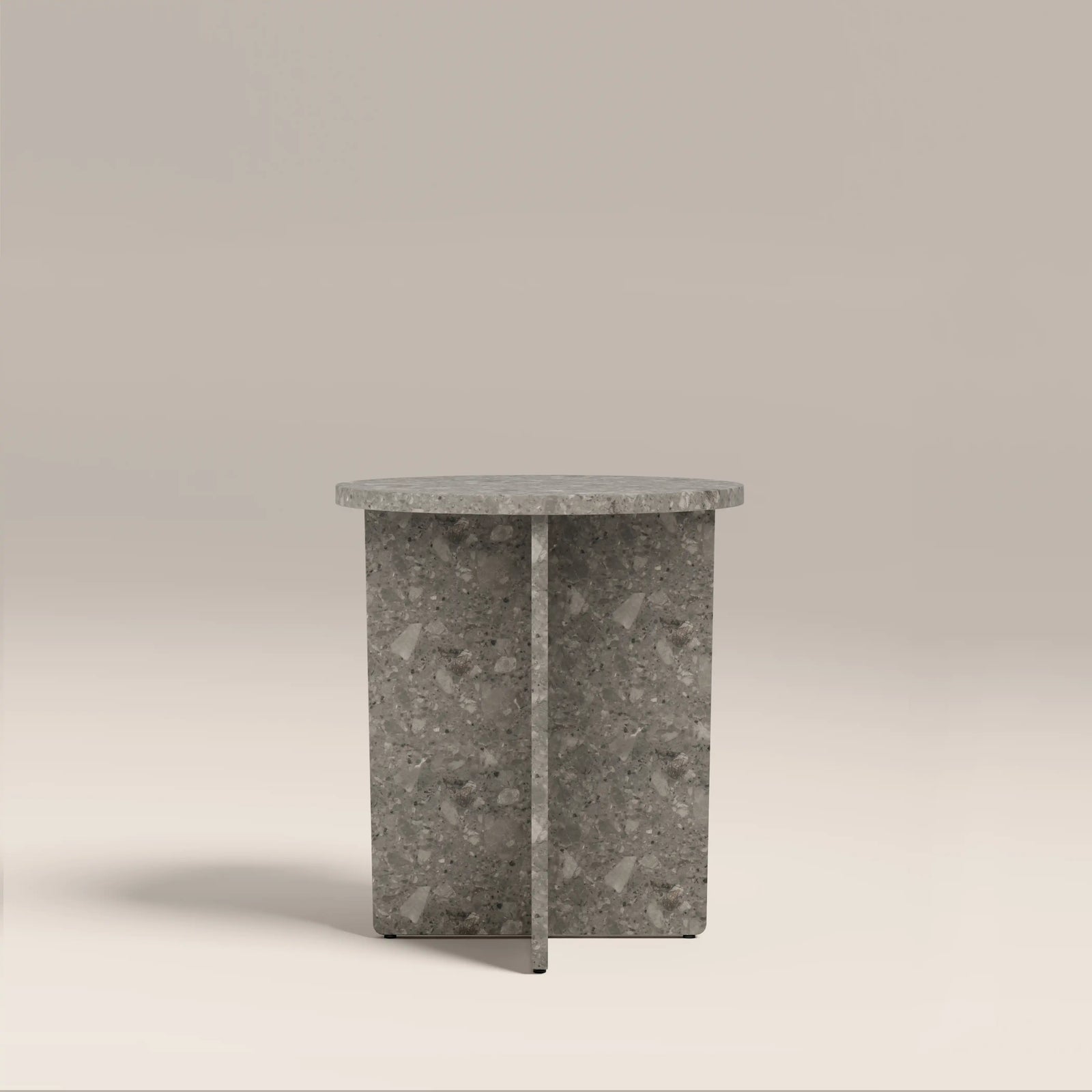 Wedge Round Side Table | Cloud Grey Riverstone Marble