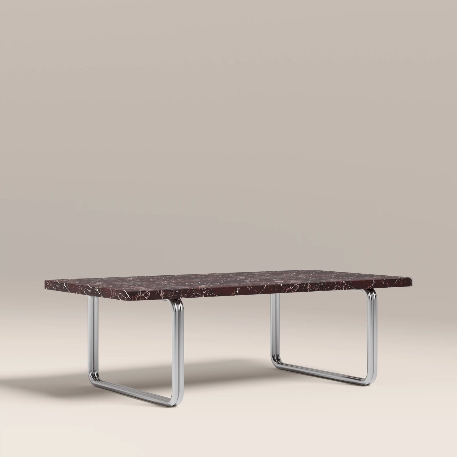 Gio Rectangle Coffee Table | Burgundy Rosso Levanto Marble & Chrome