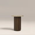 Pedersen Round Side Table | Cappuccino Brown Riverstone Marble & Walnut