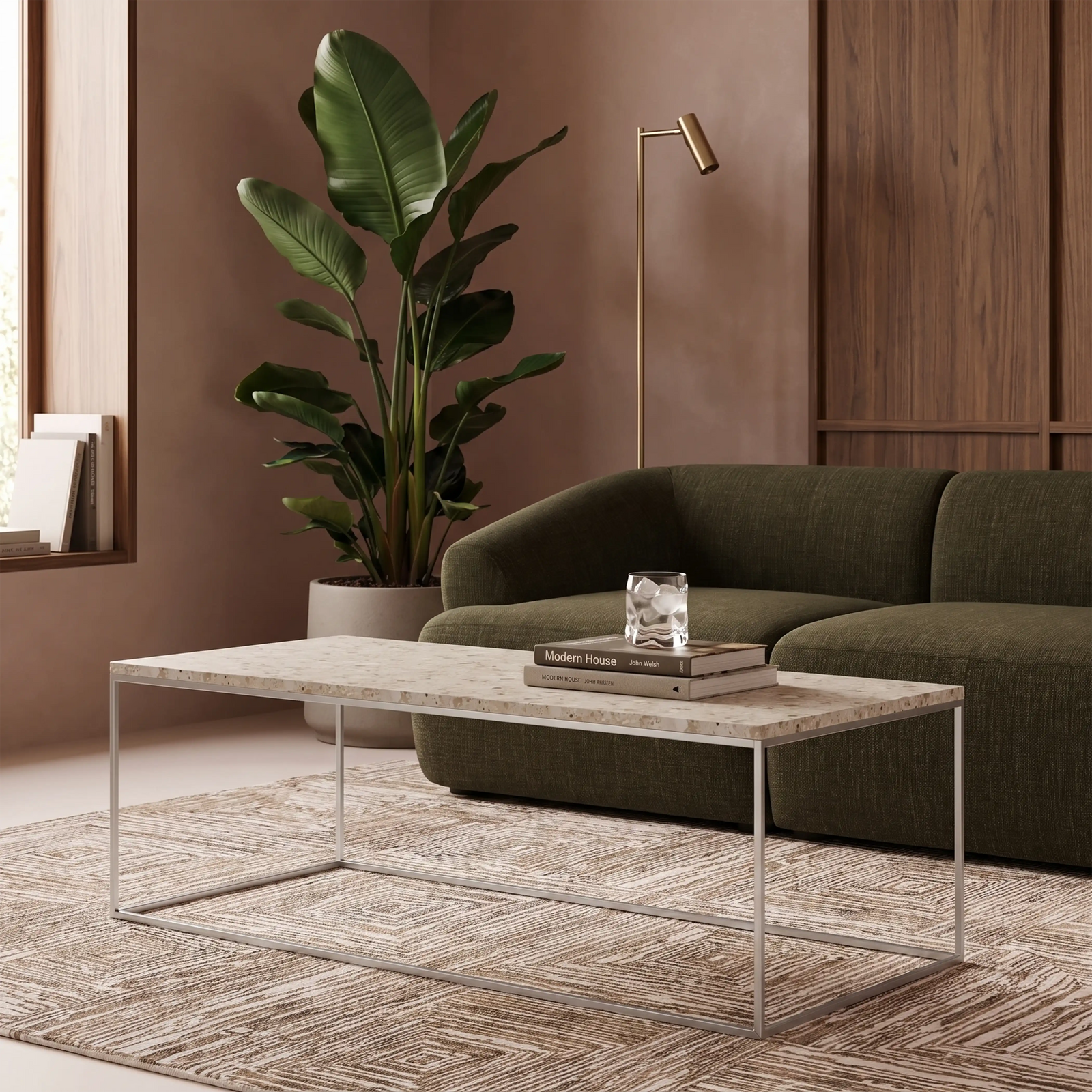 Root Rectangle Coffee Table | Latte Riverstone Marble