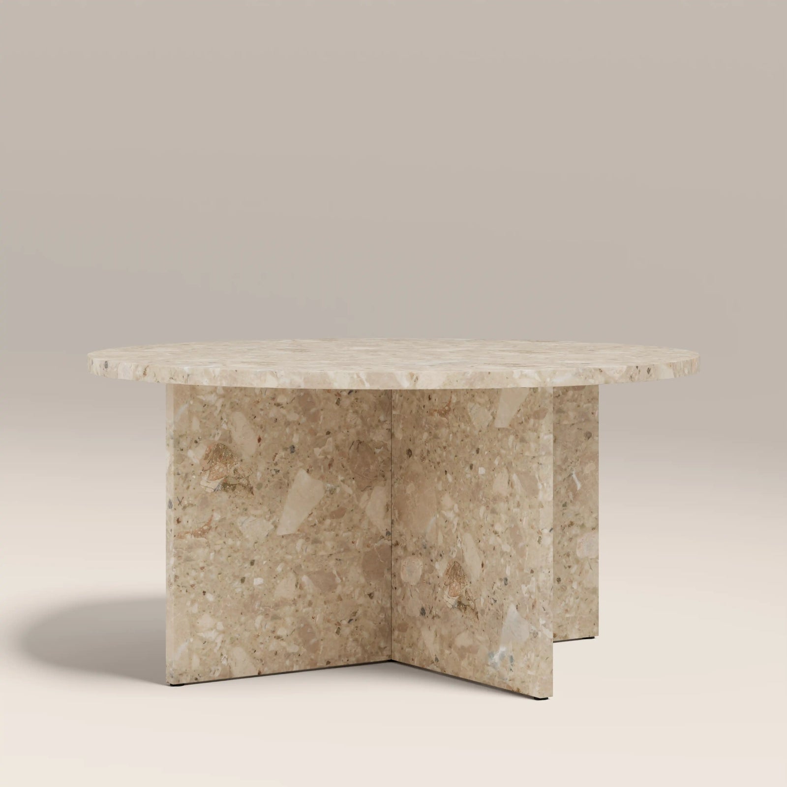 Wedge Round Coffee Table | Cappuccino Brown Riverstone Marble