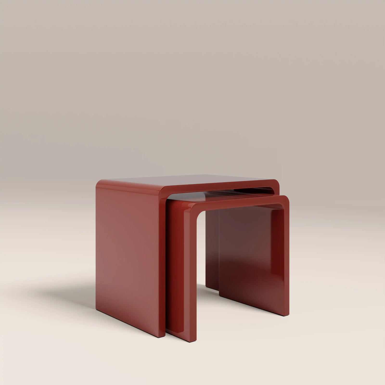 Barney Set of 2 Rectangle Nesting Side Tables | High Gloss Burgundy