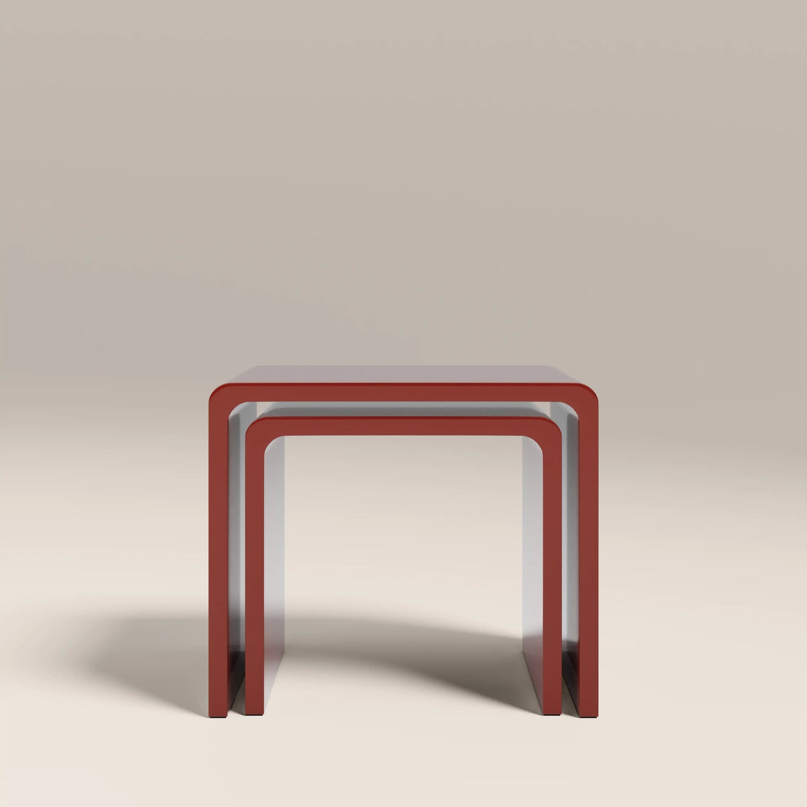 Barney Set of 2 Rectangle Nesting Side Tables | High Gloss Burgundy