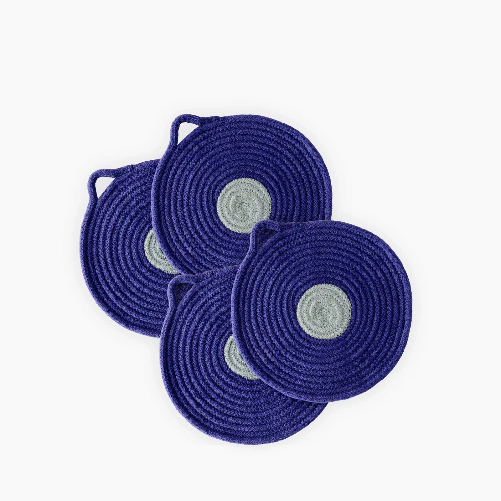 Penn Set of 4 Round Placemats | Cobalt Blue & White