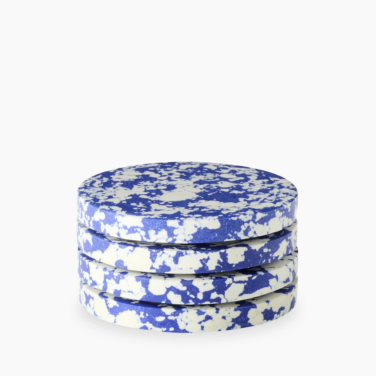Rock Set of 4 Marble Coasters | Cobalt Blue & White