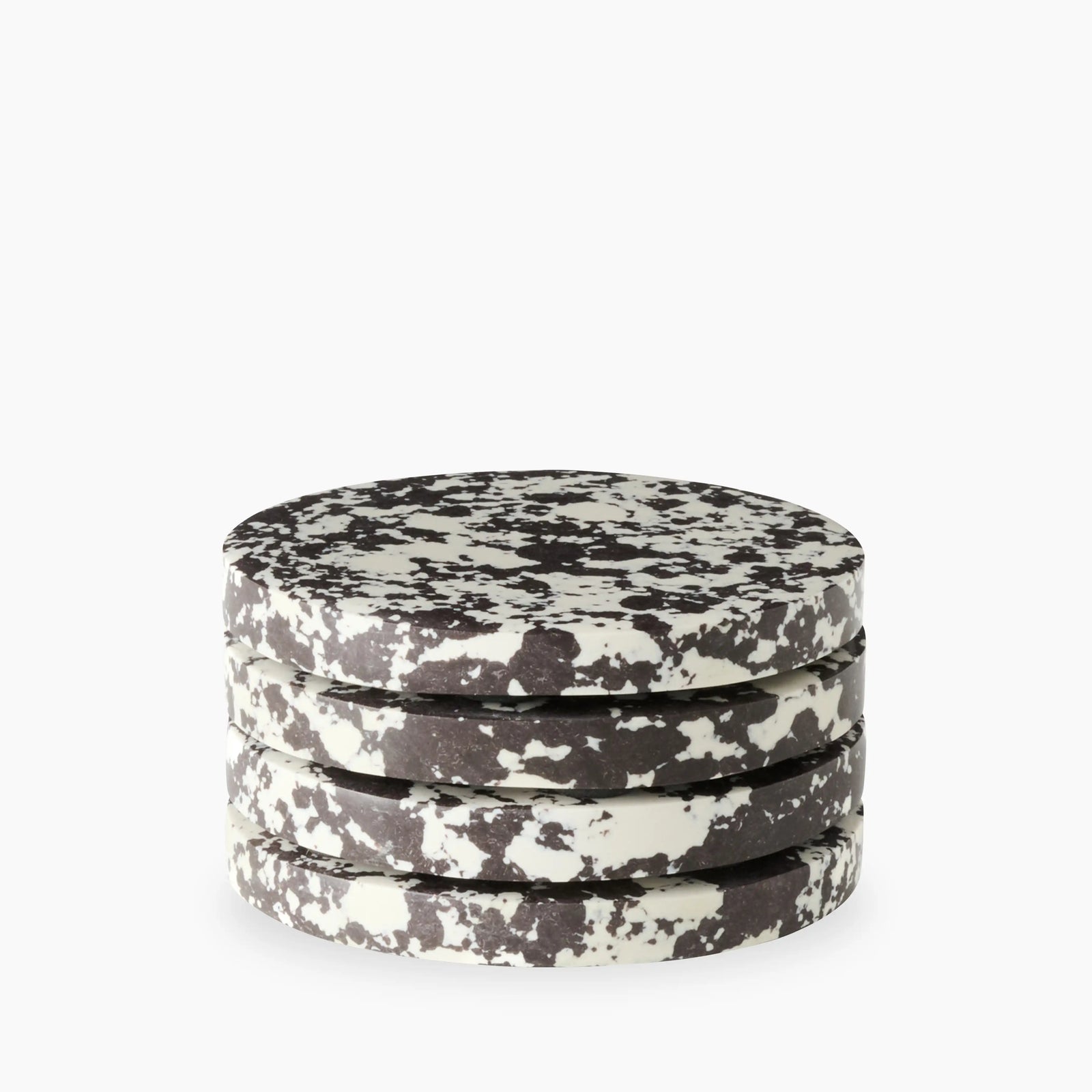 Rock Set of 4 Marble Coasters | Black & White