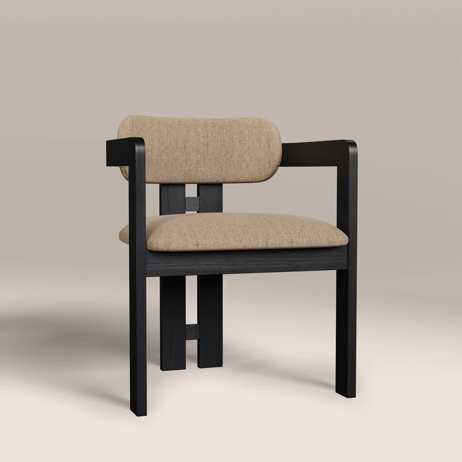 Hallie Wooden Carver Dining Chair | Latte Sustainable Fabric & Black