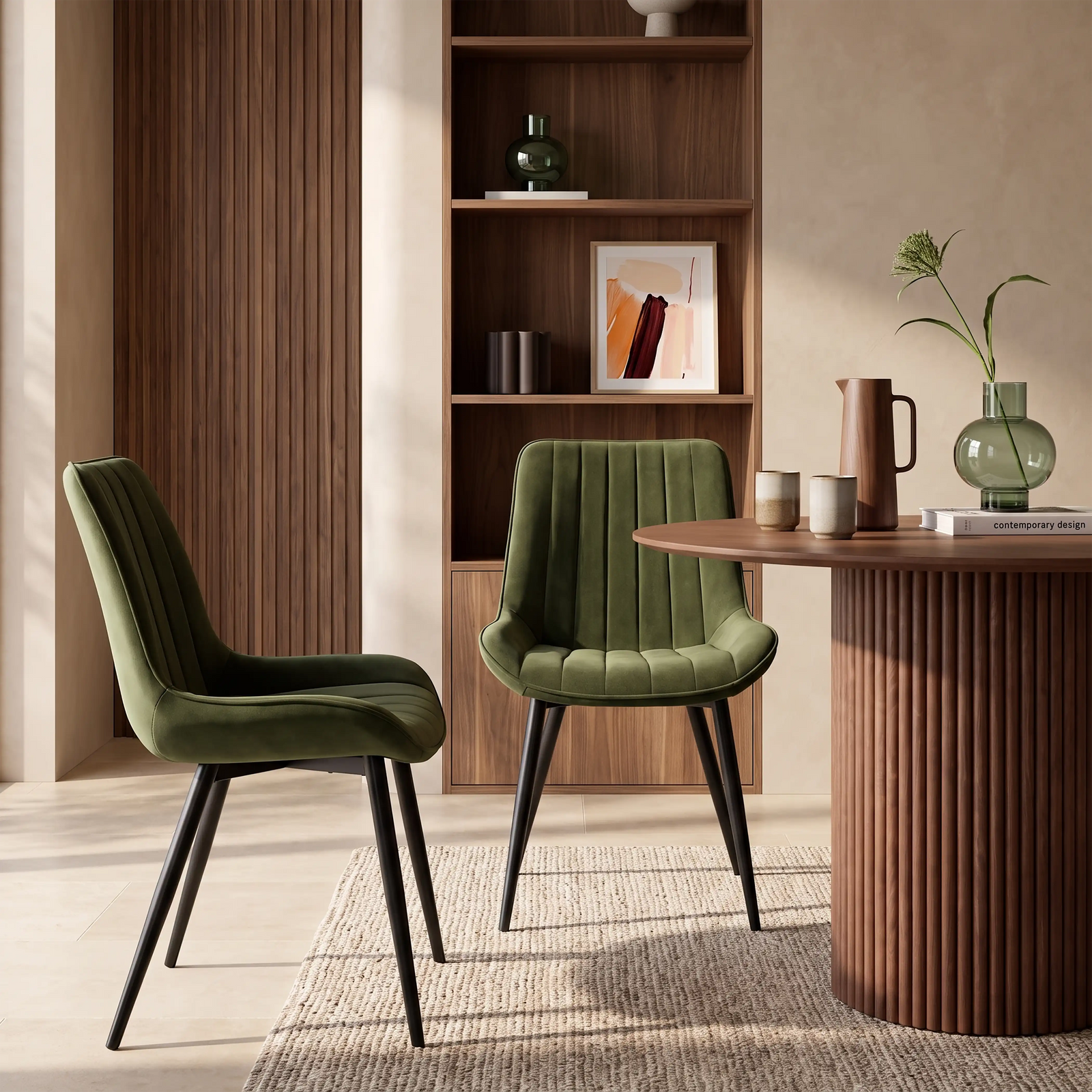 Taylor Dining Chair | Olive Green Sustainable Velvet
