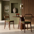 Daisy Wooden Dining Chair | Olive Green Sustainable Velvet & Walnut