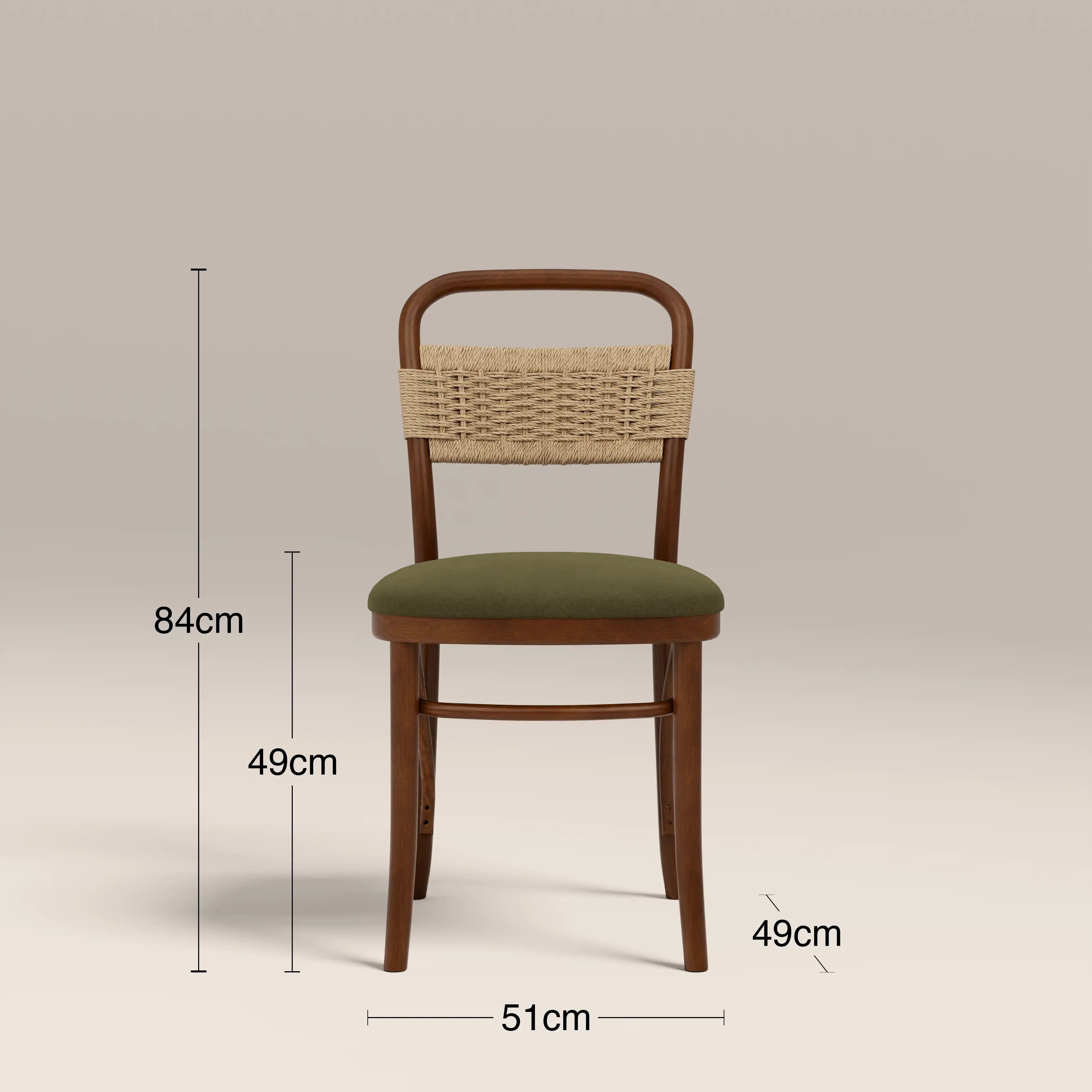 Daisy Wooden Dining Chair, Olive Green Sustainable Velvet & Walnut