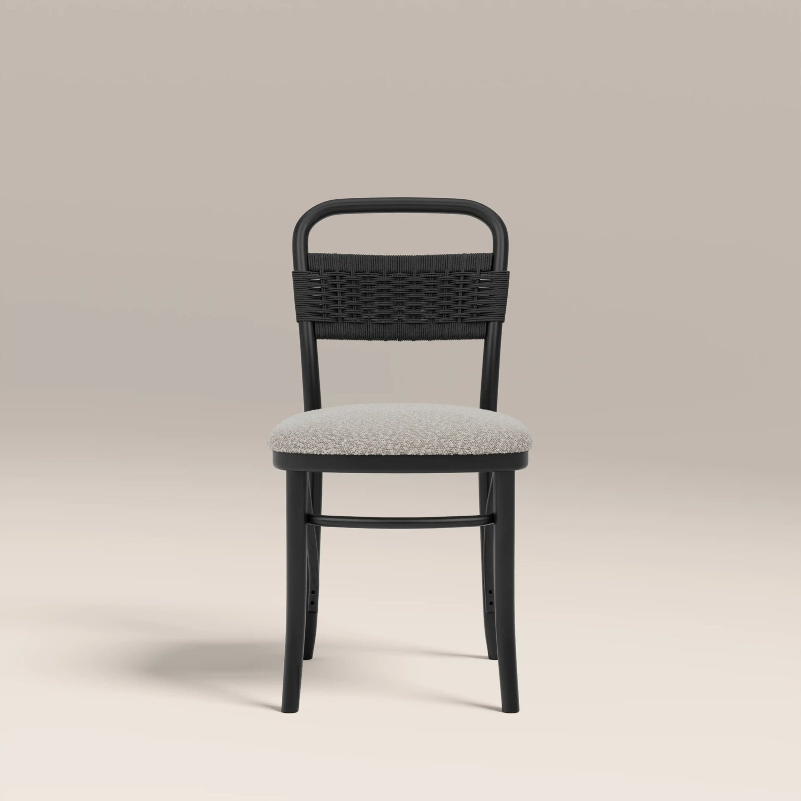 Daisy Wooden Dining Chair |  Speckled Stone Sustainable Boucle & Black