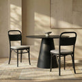 Daisy Wooden Dining Chair |  Speckled Stone Sustainable Boucle & Black