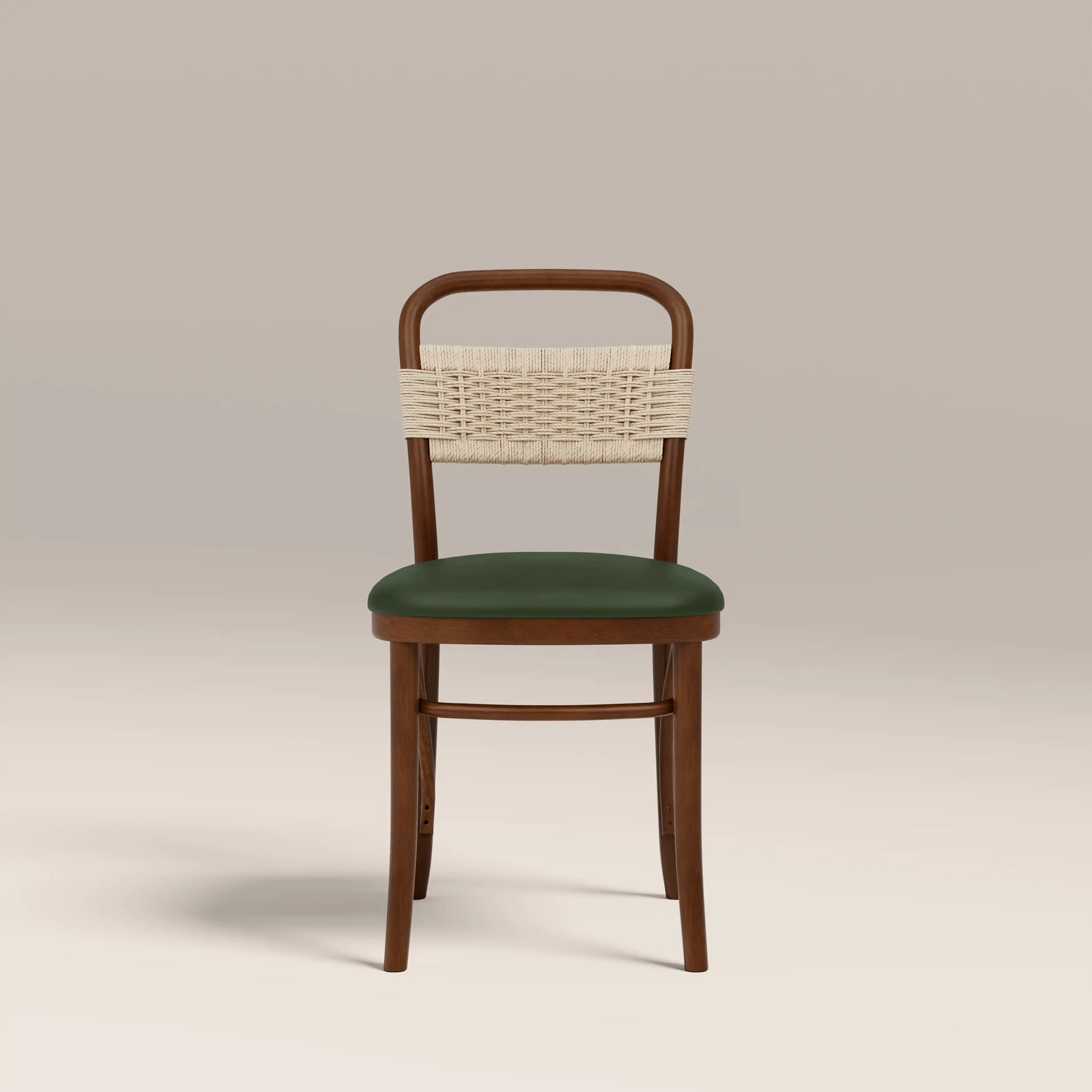 Daisy Wooden Dining Chair  | Vintage Green Faux Leather & Walnut