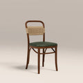Daisy Wooden Dining Chair  | Vintage Green Faux Leather & Walnut