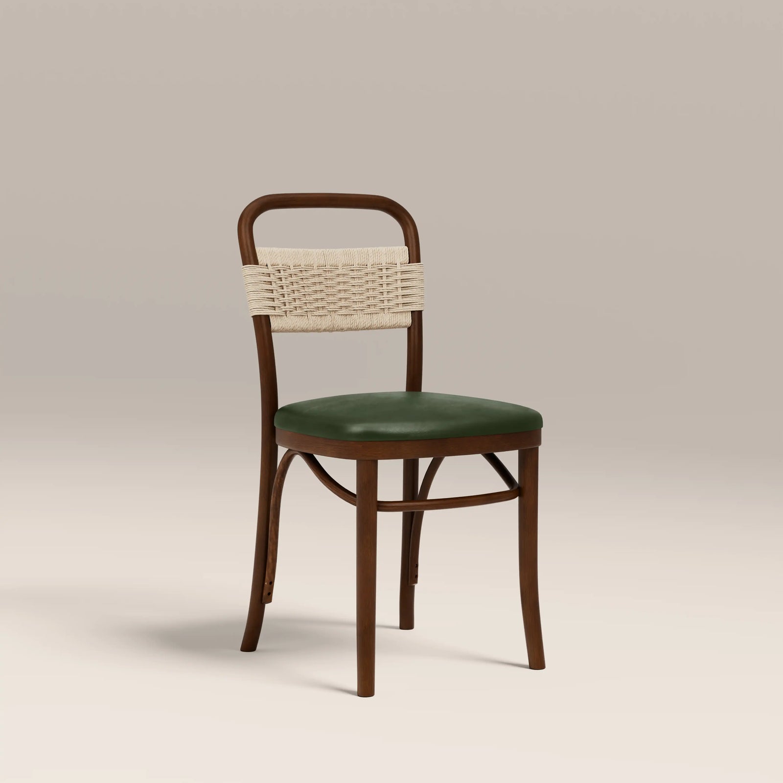 Daisy Wooden Dining Chair  | Vintage Green Faux Leather & Walnut