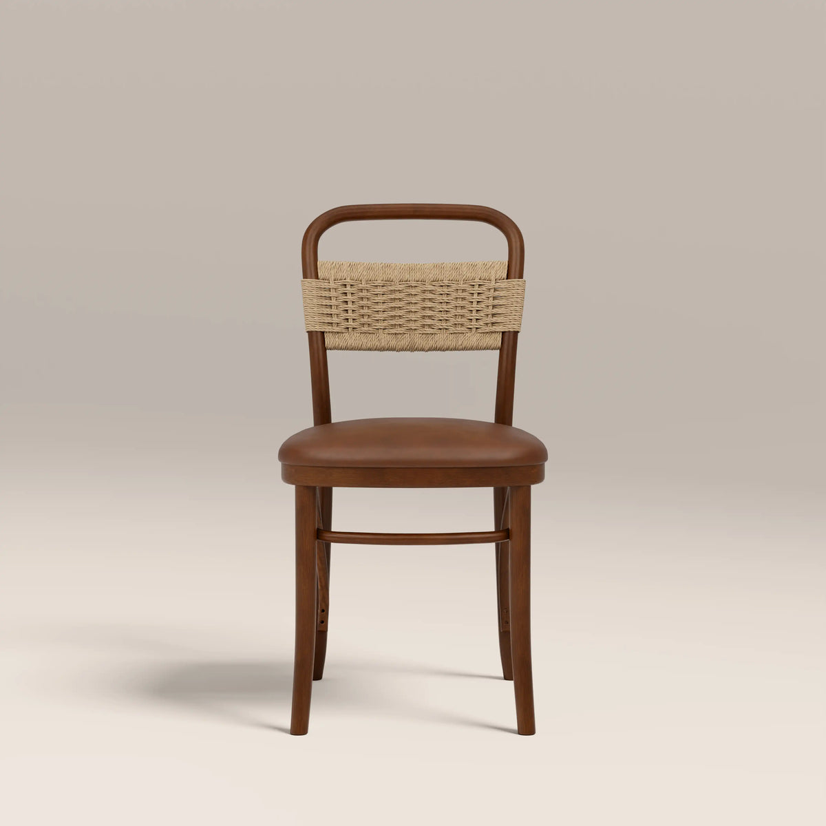 Daisy Wooden Dining Chair | Vintage Tan Faux Leather & Walnut
