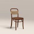 Daisy Wooden Dining Chair | Vintage Tan Faux Leather & Walnut