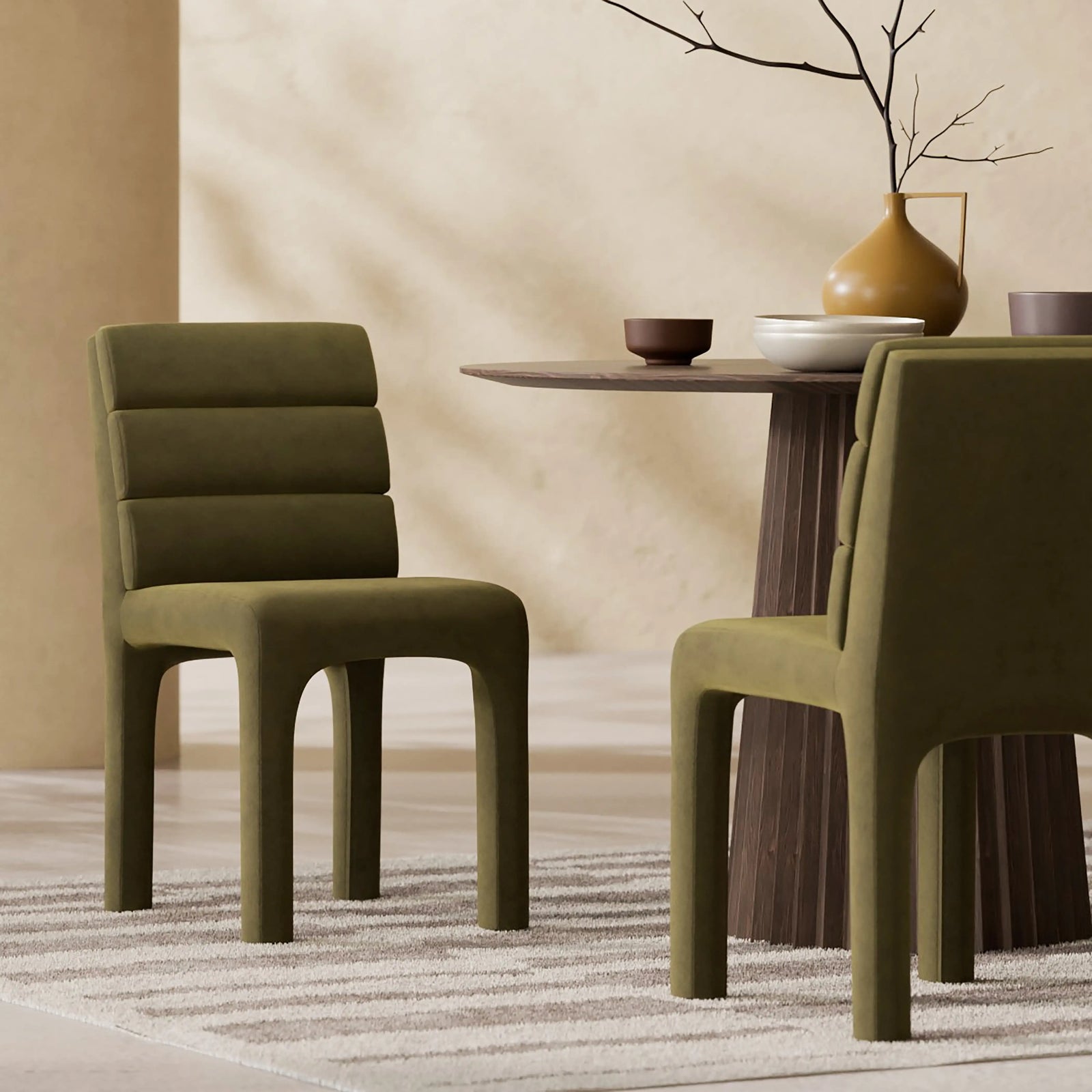 Arlo Dining Chair | Olive Green Sustainable Velvet