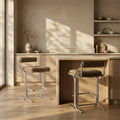 Wilbur Kitchen Stool | Speckled Cappuccino Boucle & Brushed Chrome