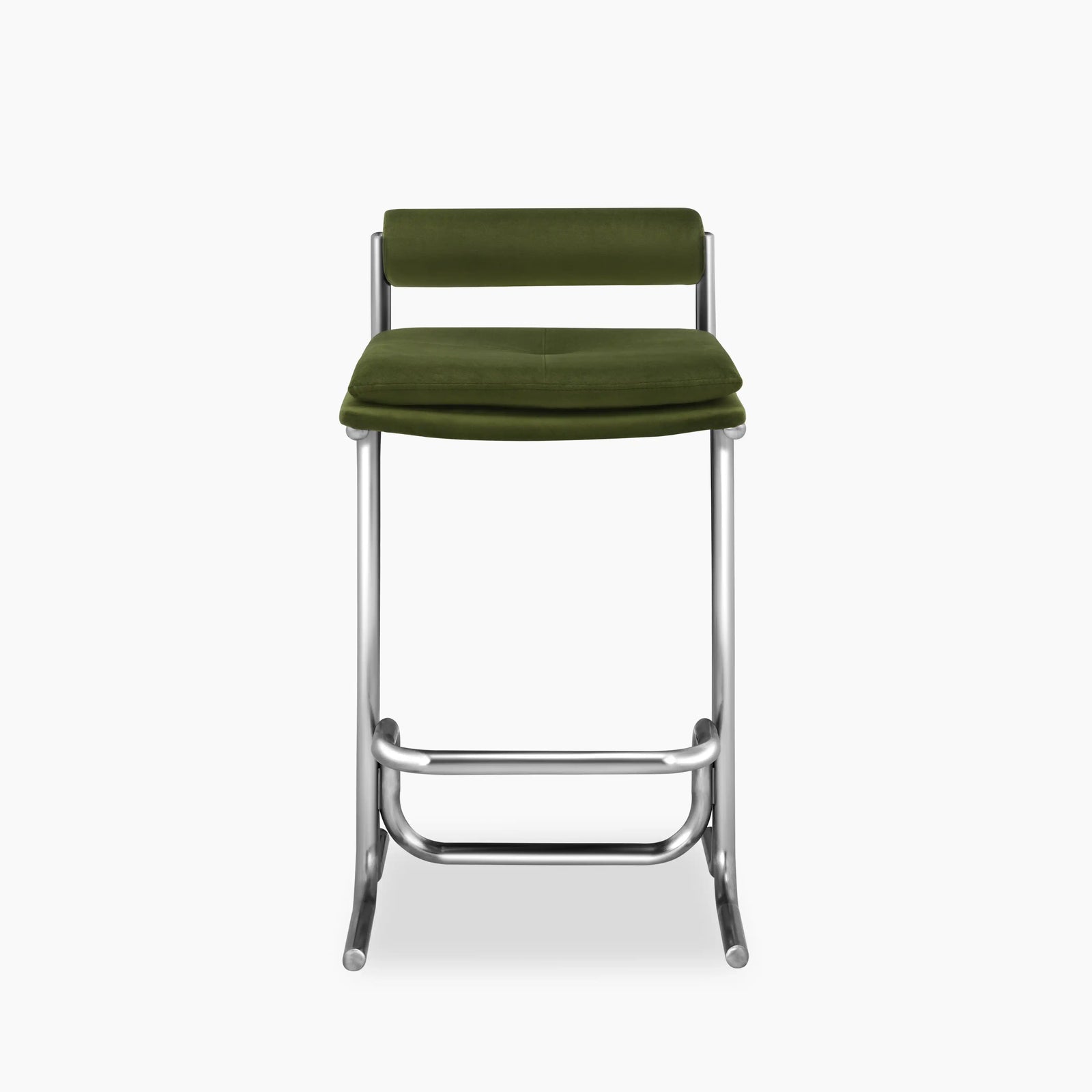 Wilbur Kitchen Stool | Olive Green Sustainable Velvet & Chrome