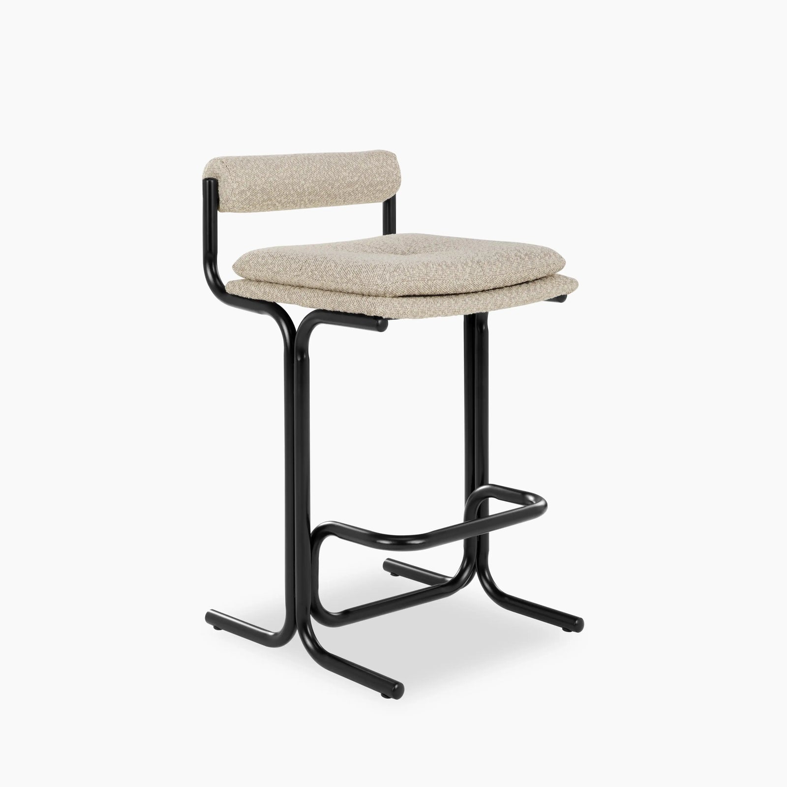 Wilbur Kitchen Stool | Speckled Stone Sustainable Boucle & Black