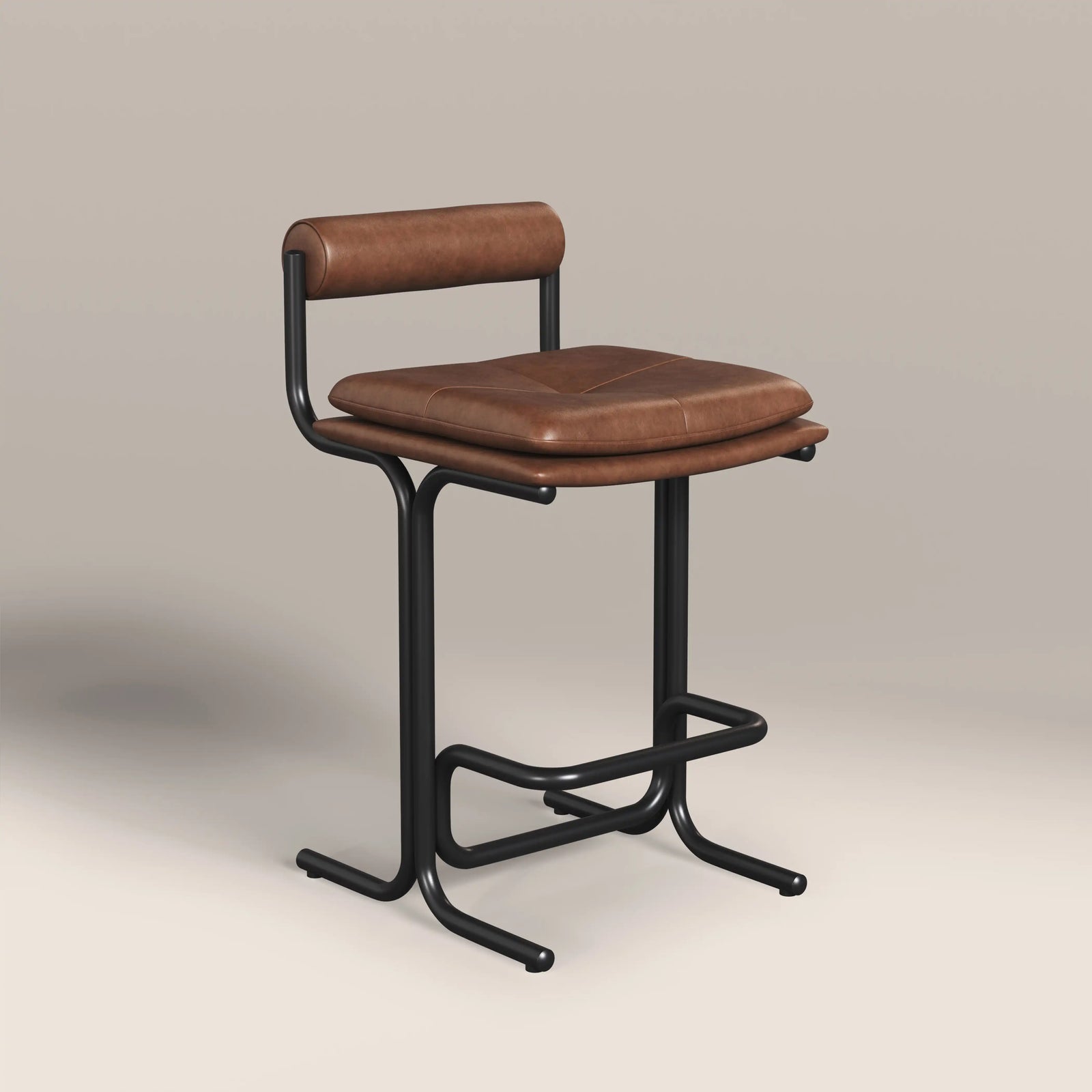 Wilbur Kitchen Stool | Vintage Tan Faux Leather & Black