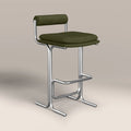 Wilbur Bar Stool | Olive Green Sustainable Velvet & Brushed Chrome